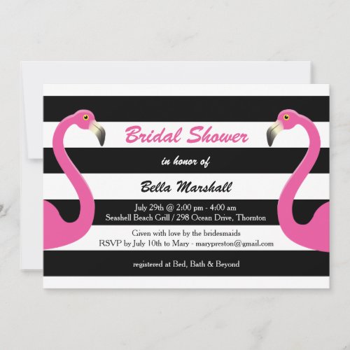 Trendy Flamingo Bridal Shower Invitation