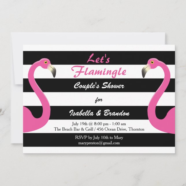 Trendy Flamingo Couple's Shower Invitation (Front)