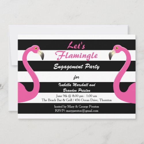 Trendy Flamingo Engagement Party Invitation