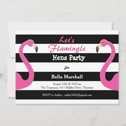 Trendy Flamingo Hens Party Invitation