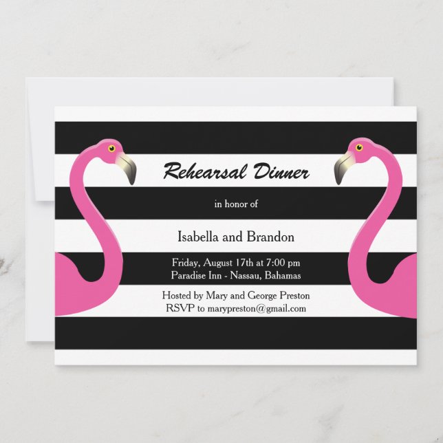 Trendy Flamingo Rehearsal Dinner Invitation (Front)