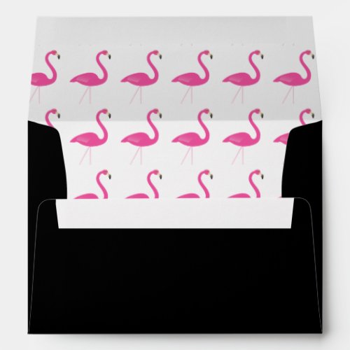 Trendy Flamingo Wedding Invitation Envelope black