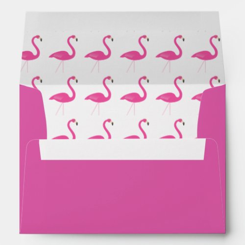 Trendy Flamingo Wedding Invite Envelope fuchsia