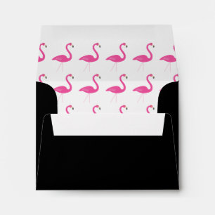 Trendy Flamingo Wedding RSVP Envelope - black