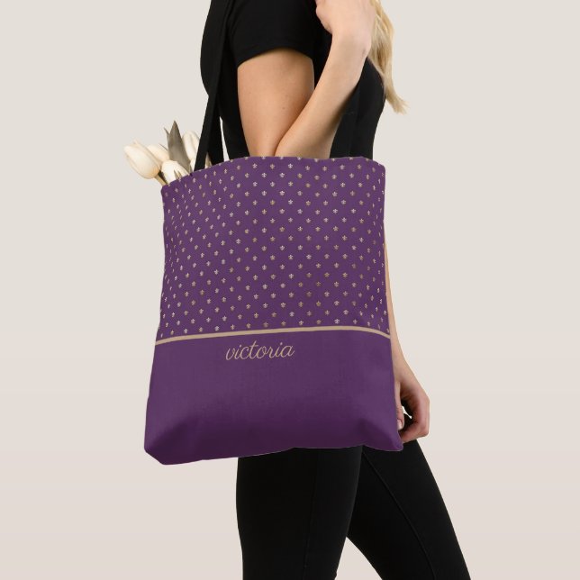 Trendy Fleur de Lis Pattern Tote Bag (Close Up)