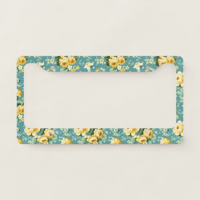 Trendy Floral Botanical Cute License Plate Frame (Front)