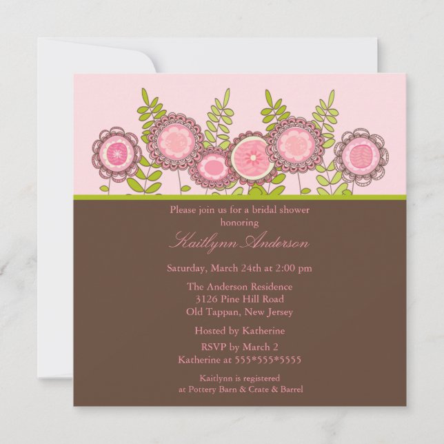 Trendy Floral Bridal Shower Invitation (Front)
