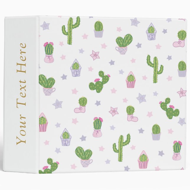 Trendy Floral Cactus Pattern Binders (Front/Spine)