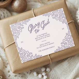 Trendy Floral Christmas Holiday Letterpress Card