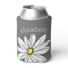 Trendy Floral Daisy with gray yellow custom name