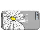 Trendy Floral Daisy with gray yellow custom name
