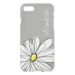 Trendy Floral Daisy with gray yellow custom name iPhone 8/7 Case