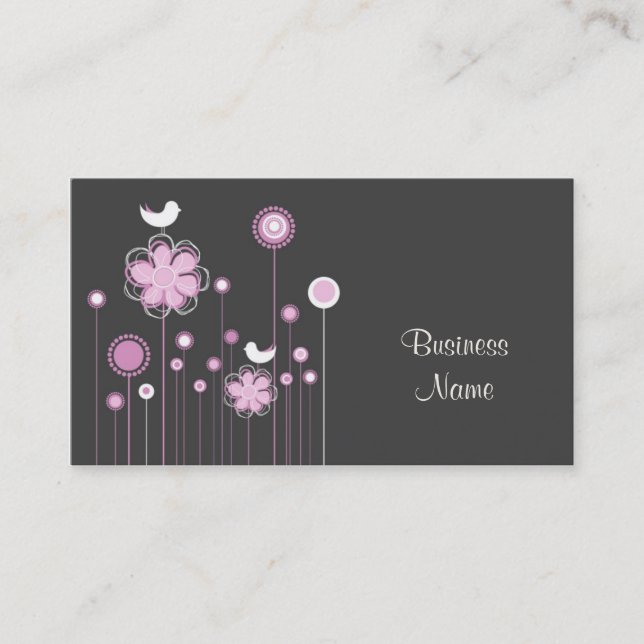Trendy Floral Design Business Card (Front)
