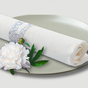 Trendy Floral Dusty Blue Custom Wedding Napkin Bands