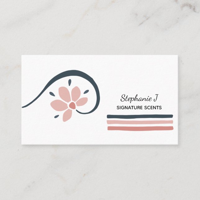 Trendy Floral Essential Oils Aromatherapy Business Card (Front)