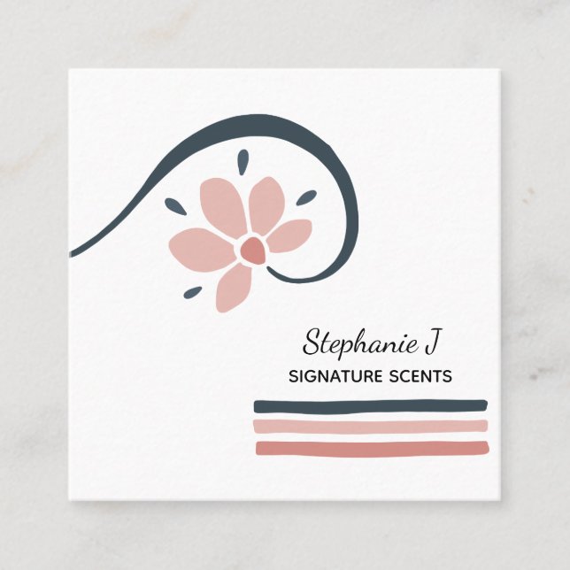 Trendy Floral Essential Oils Aromatherapy Square Business Card (Front)