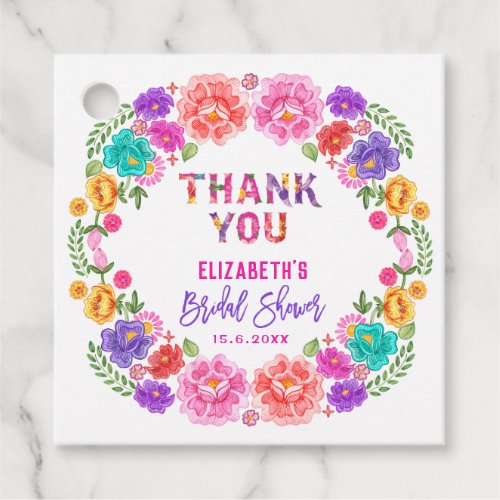 Trendy Floral Fiesta Mexican Bridal Shower Favor Tags