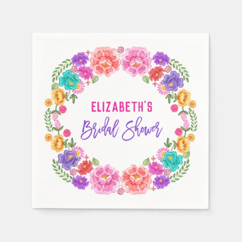 Trendy Floral Fiesta Mexican Bridal Shower Napkins