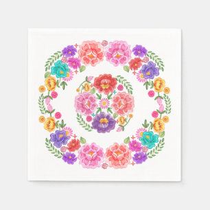 Trendy Floral Fiesta Pattern Mexican Senorita Napkins