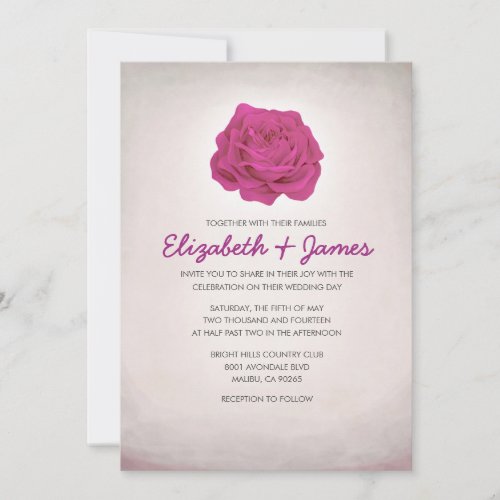 Trendy Floral Fuchsia Wedding Invitations