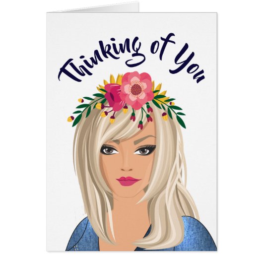 Trendy Floral Girl "Thinking Of You" (Front)