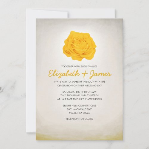 Trendy Floral Gold Wedding Invitations