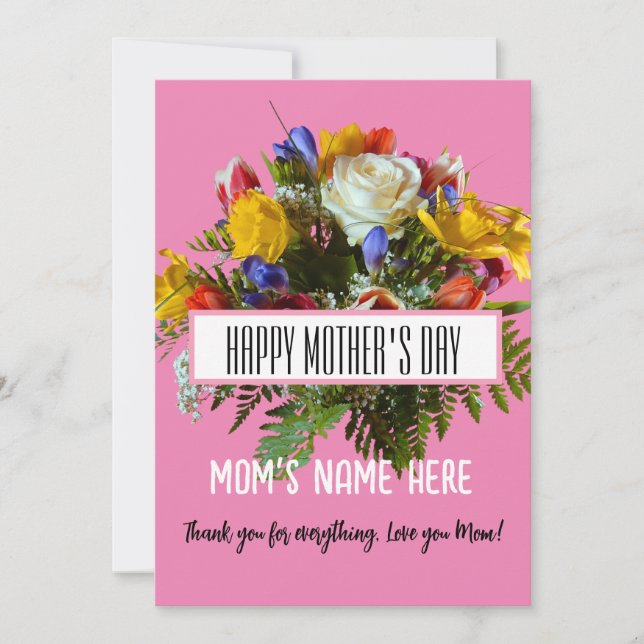 TRENDY FLORAL HAPPY MOTHER'S DAY  INVITATION (Front)