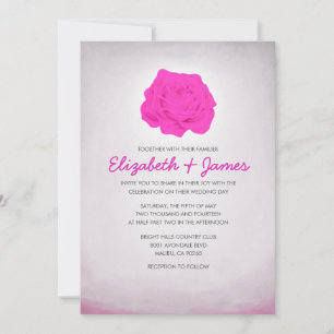 Trendy Floral Hot Pink Wedding Invitations