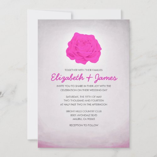 Trendy Floral Hot Pink Wedding Invitations