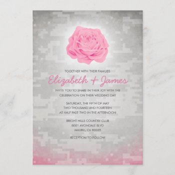 Trendy Floral Military Camo Wedding Invitations by topinvitations at Zazzle