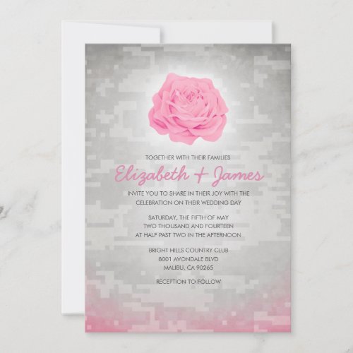Trendy Floral Military Camo Wedding Invitations