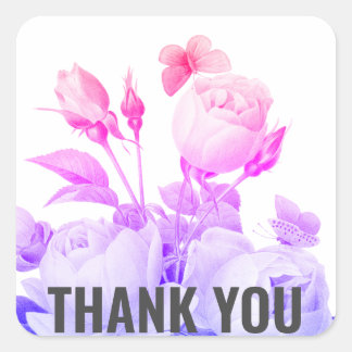 Trendy floral modern thank you square sticker