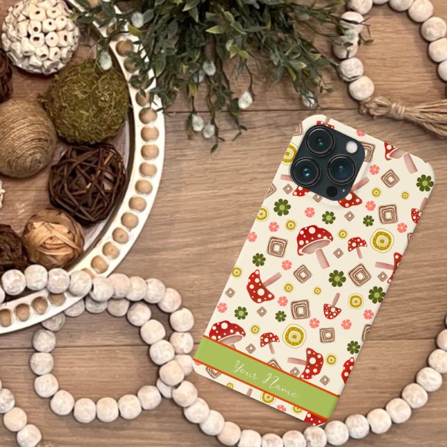 Trendy Floral Mushroom Pattern Pretty Name  Case-Mate iPhone Case (Creator Uploaded)