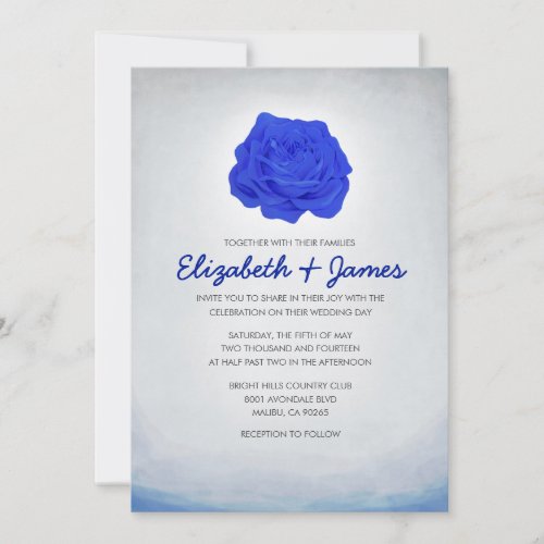 Trendy Floral Navy Blue Wedding Invitations