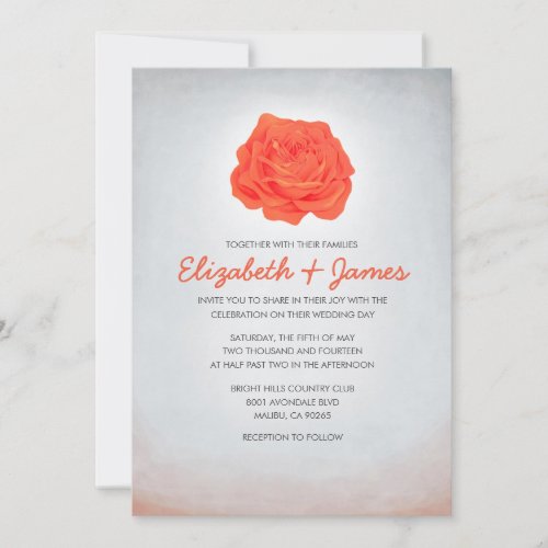 Trendy Floral Orange Wedding Invitations