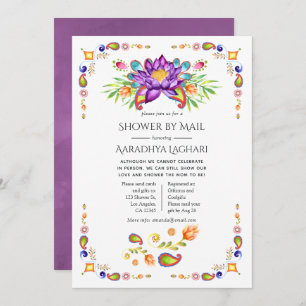 Trendy Floral Paisley Indian Shower by Mail Invitation