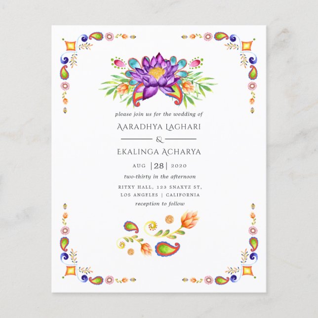 Trendy Floral Paisley Indian Wedding Flyer (Front)