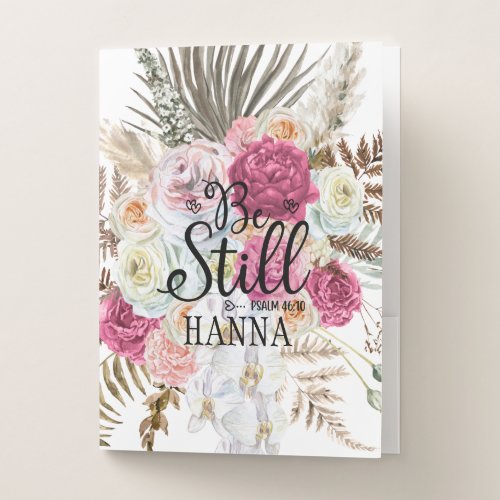 Trendy Floral Pampas Grass Pocket Folder