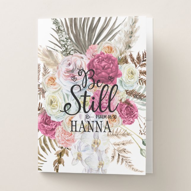 Trendy Floral Pampas Grass Pocket Folder (Front)