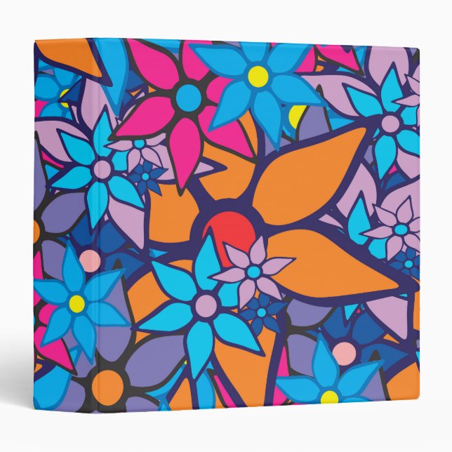 Trendy Floral Pattern 3 Ring Binder (Front/Spine)