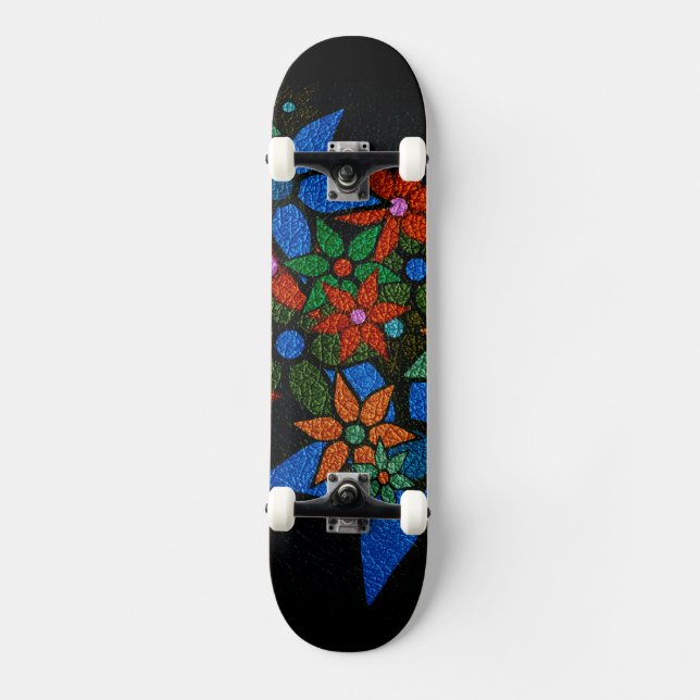 Trendy Floral Pattern #6 Skateboard Deck (Front)