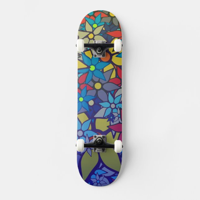 Trendy Floral Pattern #8 Skateboard Deck (Front)