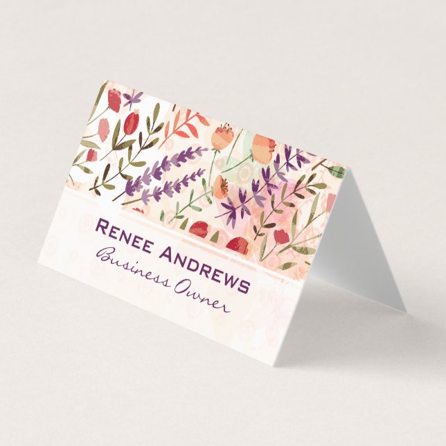 Trendy Floral Pattern Business Card (Front)