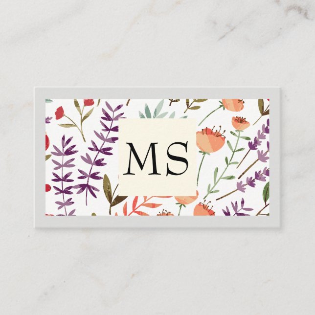 Trendy Floral Pattern Business Card (Front)