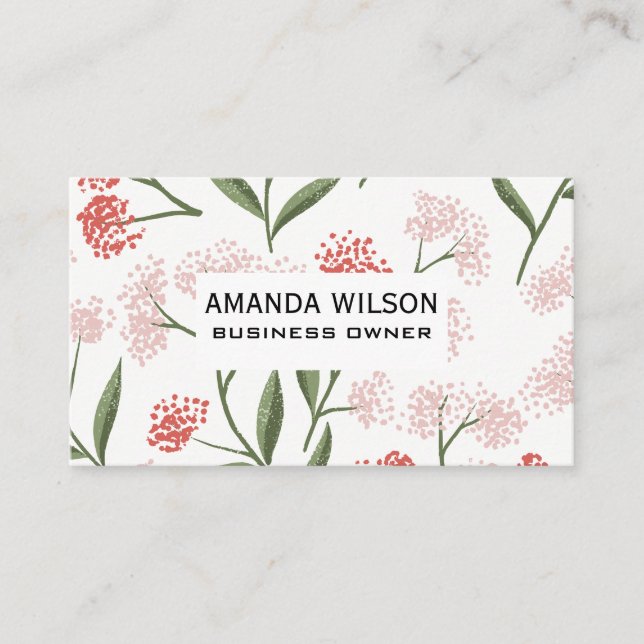 Trendy Floral Pattern Business Card (Front)