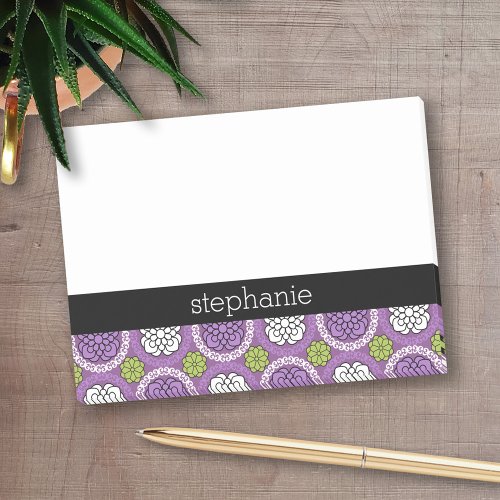 Trendy Floral Pattern _ Orchid Purple Lime Green Post_it Notes