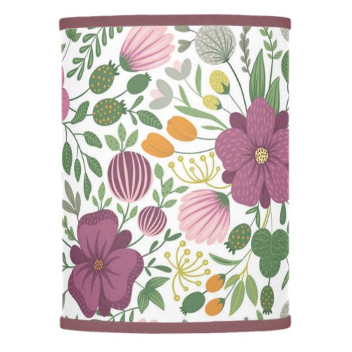 Trendy Floral Pattern Pink Yellow Purple Greenery  Lamp Shade