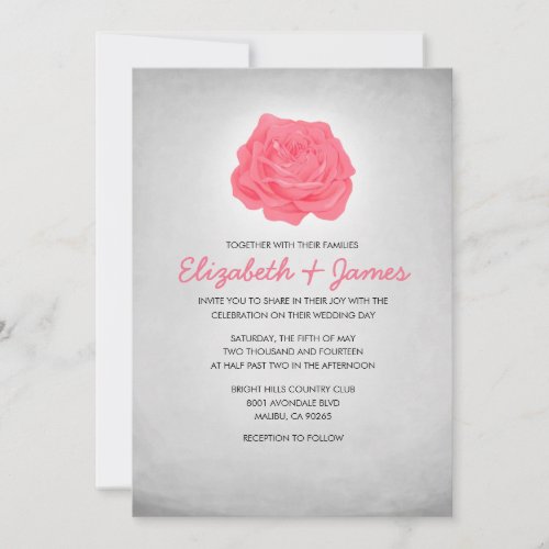 Trendy Floral Pink and Black Wedding Invitations
