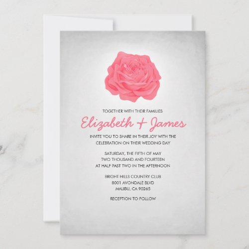 Trendy Floral Pink and White Wedding Invitations