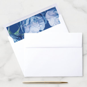 Trendy Floral Pretty Blue Flowers Wedding Envelope Liner